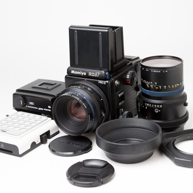 Mamiya RZ67 PROII セット Mamiya RZ67 PROII 67 kit w/ 105mm, 65mm, Left-Hand Grip & Zinstax