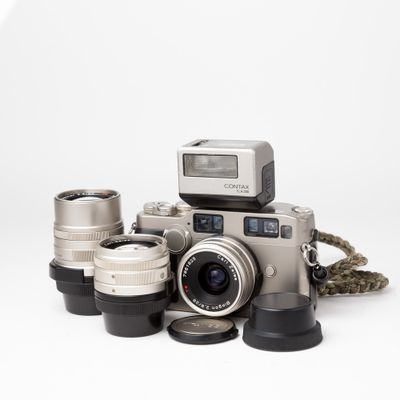 Contax G2 w/ 28mm f2.8, 45mm f2, 90mm f2.8 lenses, and TLA 200 Flash!