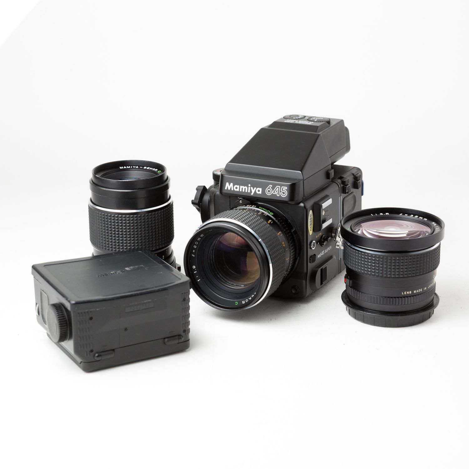 Mamiya 645 super w/ 80mm f/1.9, 35mm f/3.5, and 150mm f/4 lenses