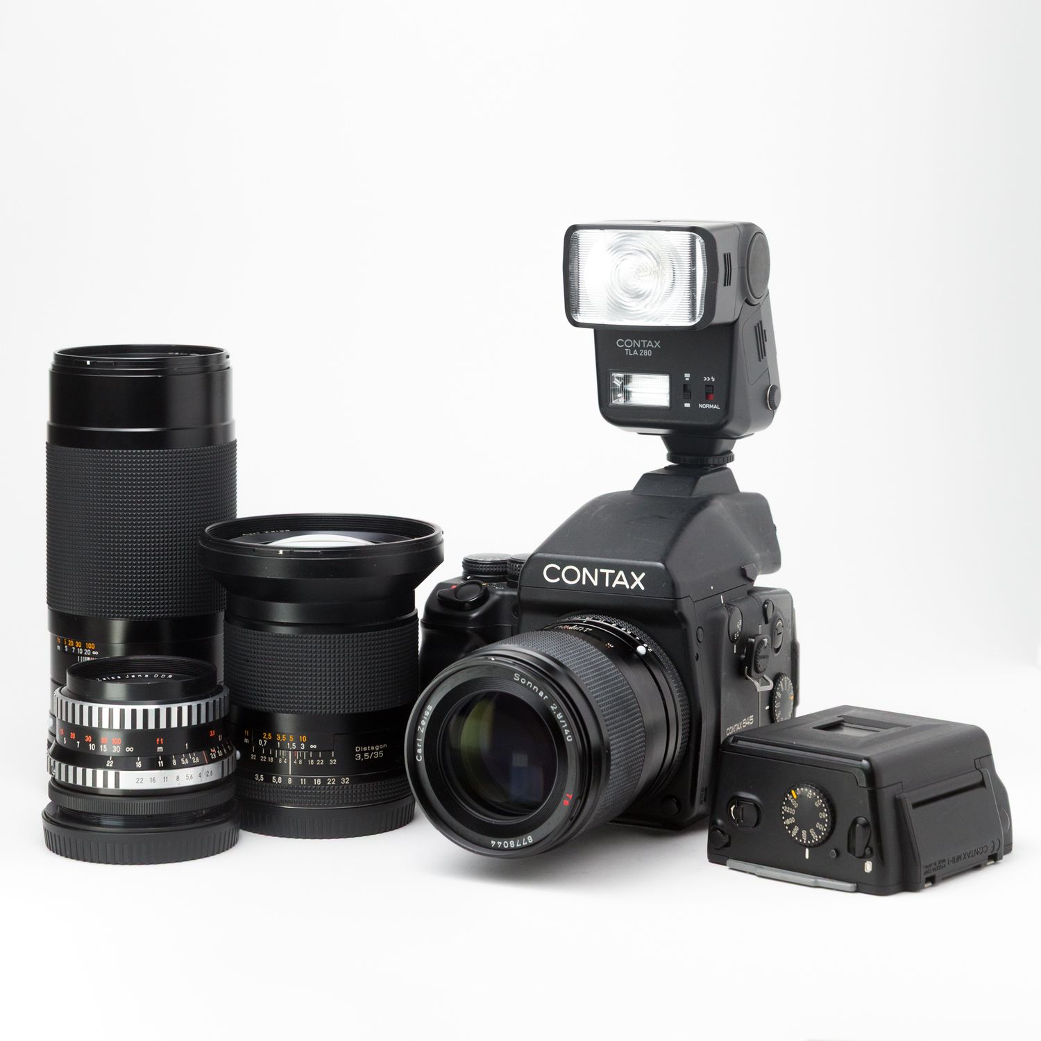 Contax 645 w/140mm f/2.8, 210mm f/4, 35mm f/3.5, and Zeiss Jena 80mm f/2.8 lenses + Accessories!