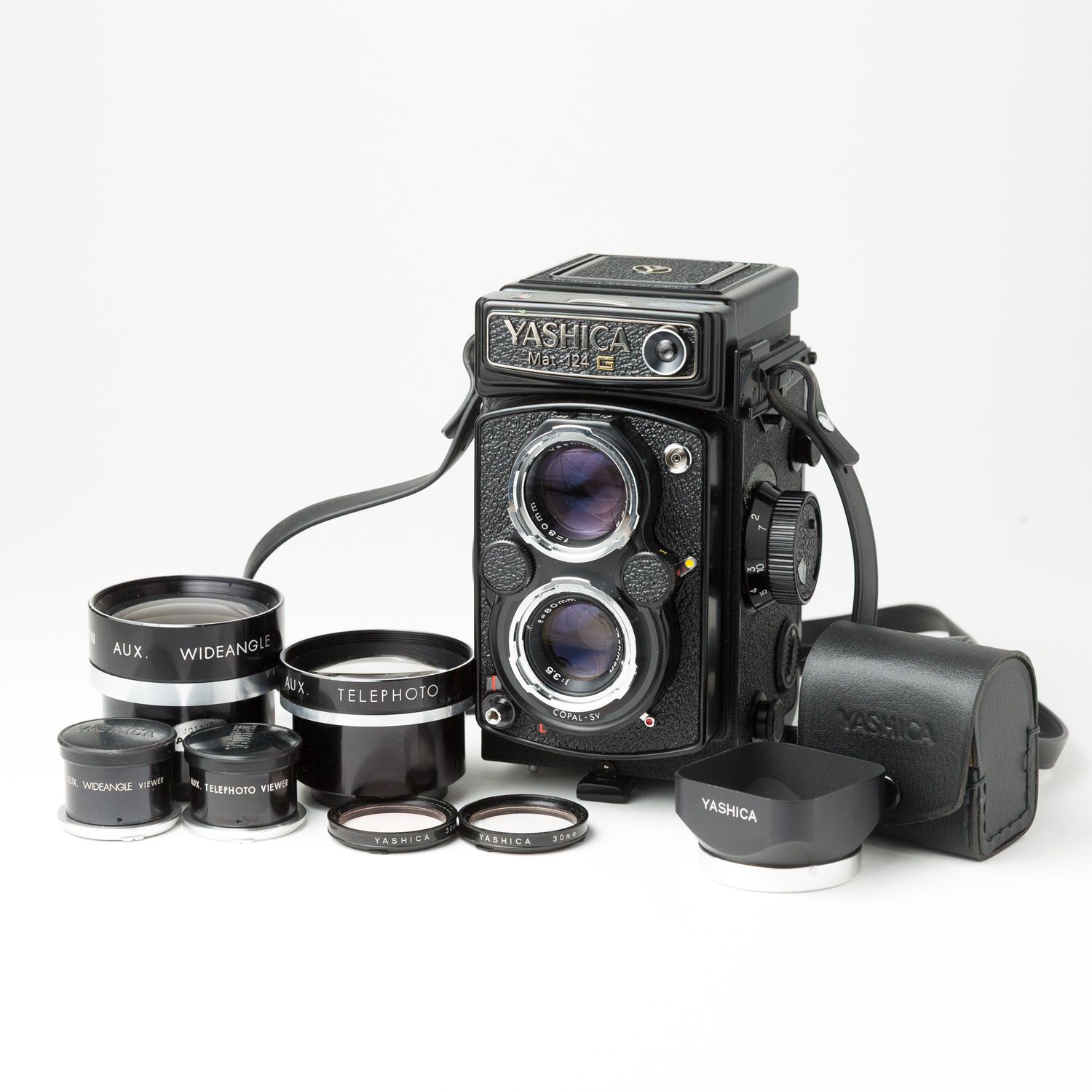 Yashica-Mat 124G TLR Camera w/ Aux Lens Set &amp; Cases