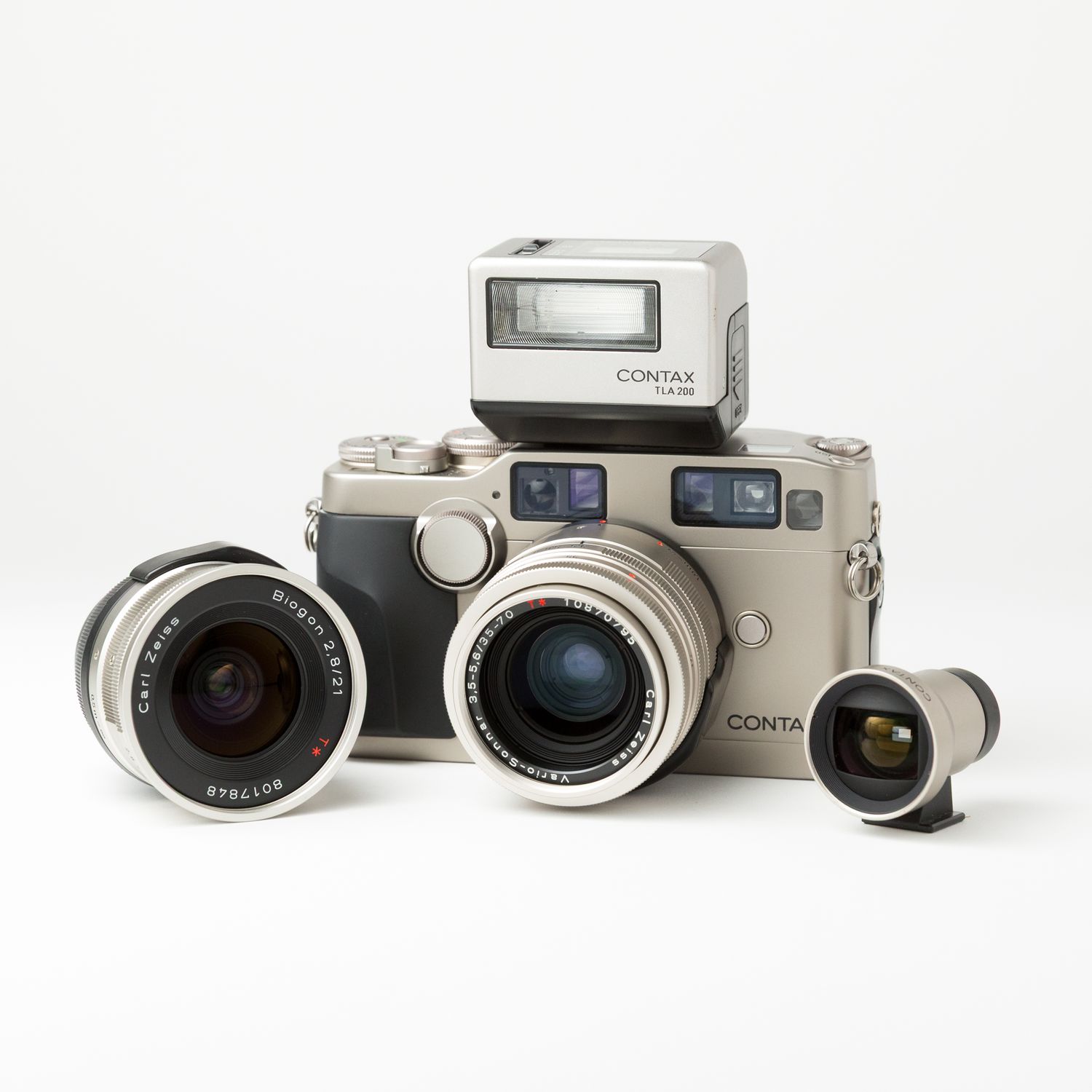 Contax G2 KIT w/ 35-70mm f/3.5-5.6, 21mm f/2.8 lenses, TLA 200 flash, and 21mm viewfinder
