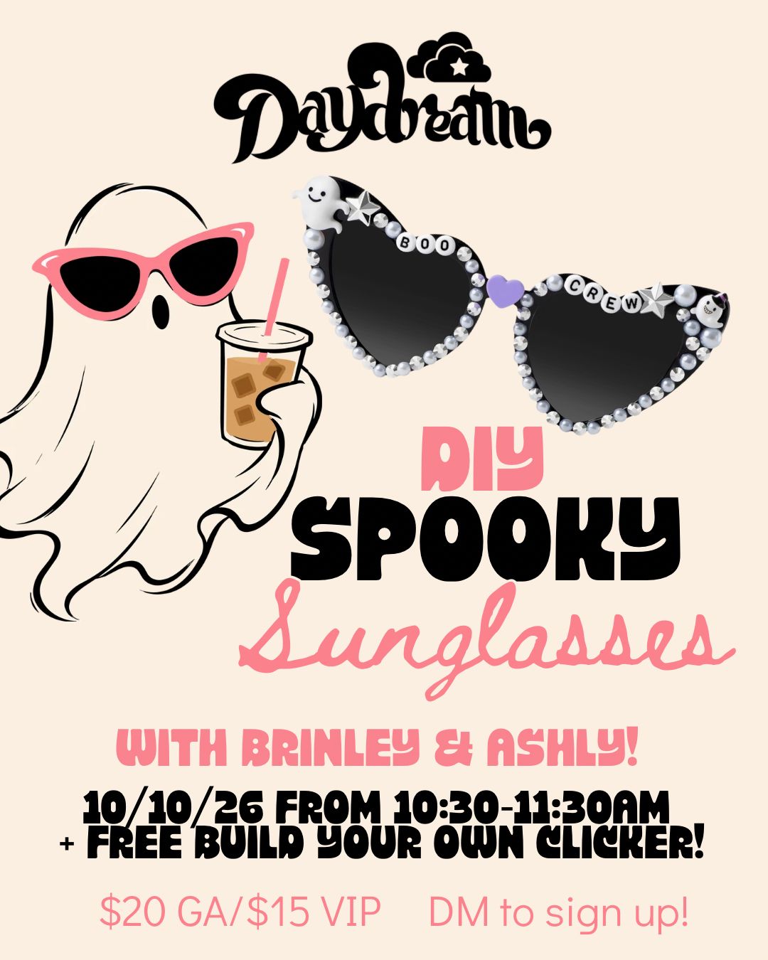 10/10 from 10:30 to 11:30am - Spooky Sunglasses with Beads By Brinley!