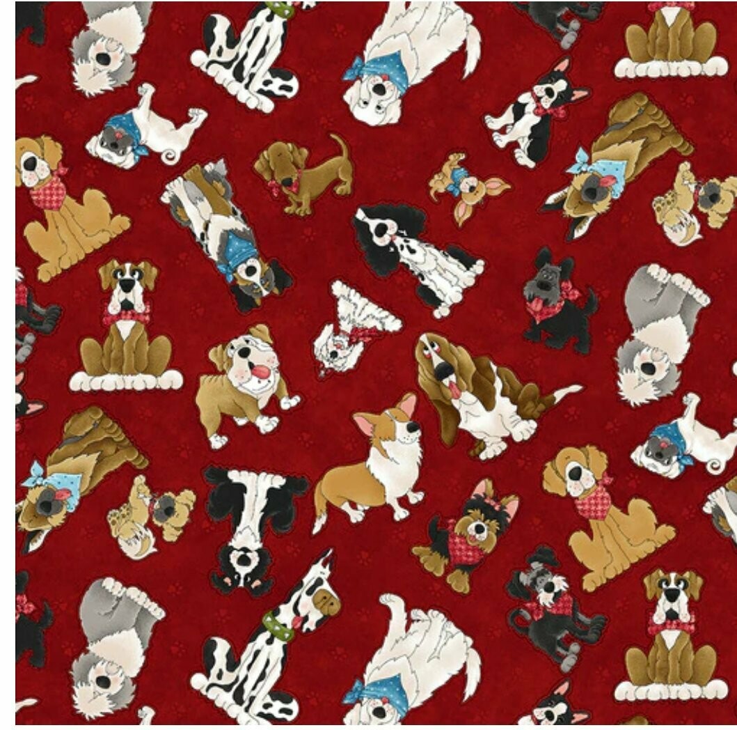 Home is Where the Dog Is Allover Dogs on Red