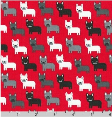 Urban Zoologies Minis - French Bulldogs on Red