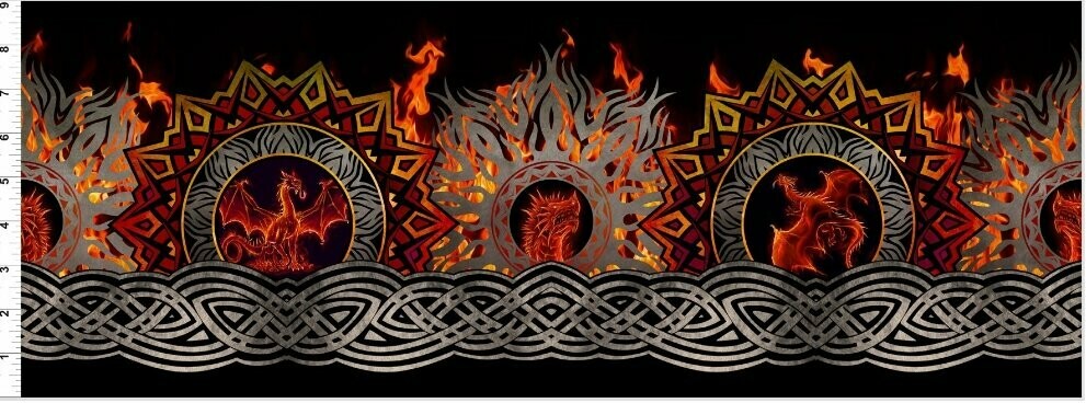 DRAGONS Border Print Red