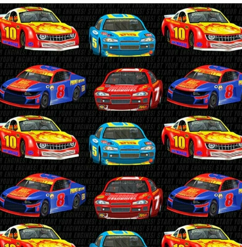 Start Your Engines Racing Cars on Blue