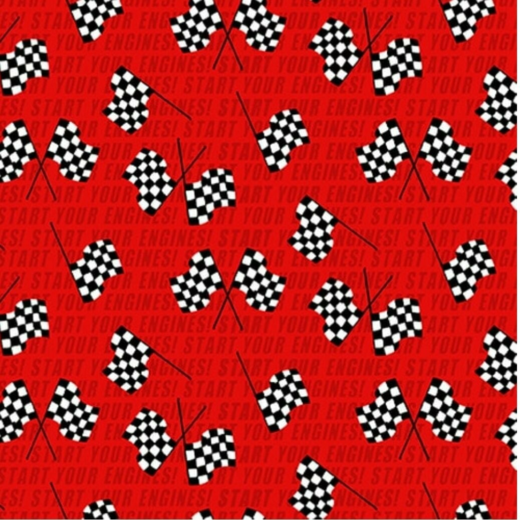 Start Your Engines Flags on Red