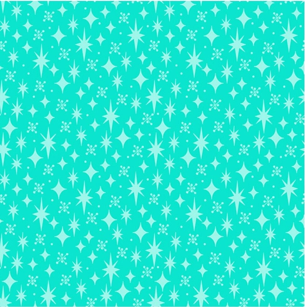 Retro Road Trip Stars Allover Aqua