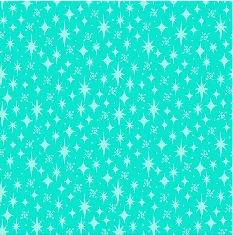 Retro Road Trip Stars Allover Aqua