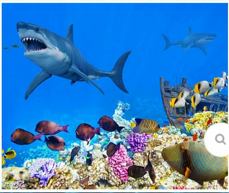 Great Barrier Reef Undersea with Shark Panel 30% OFF