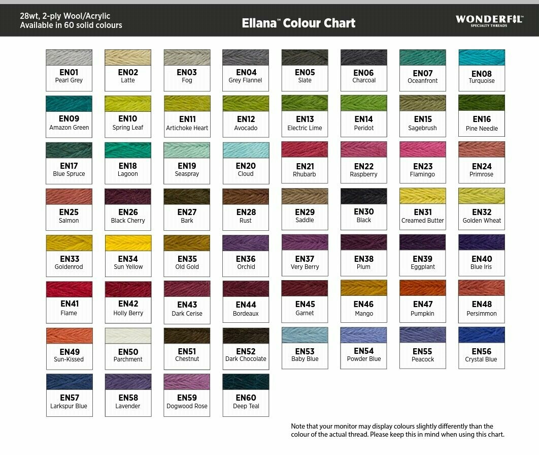 Wonderfil Ellana  by Sue Spargo 12wt 2ply wool/acrylic thread