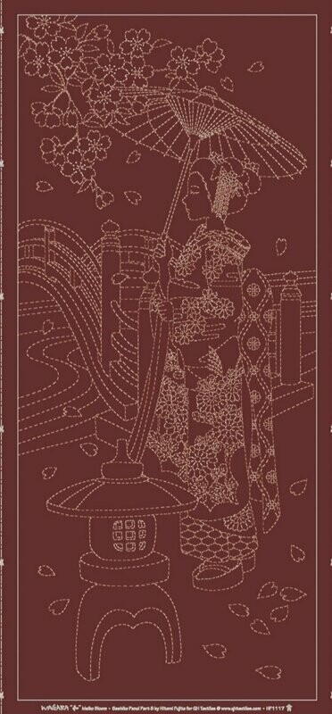 Wagara HF1117 Maiko Bloom Sashiko Panel - Red