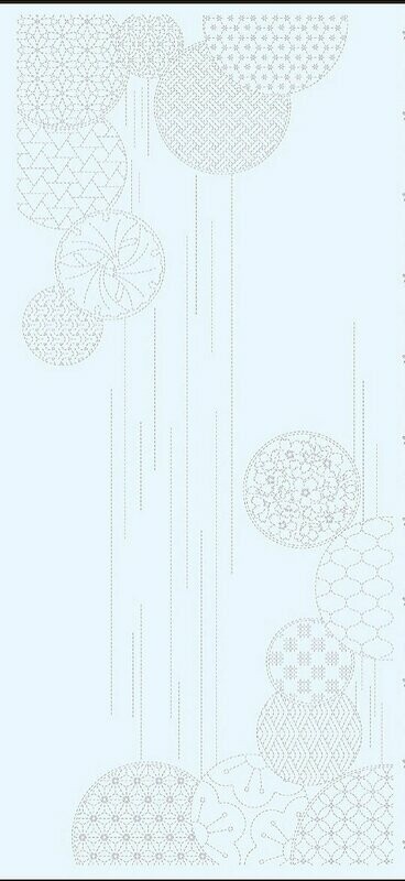 Wagara HF1116 Waterfall Sashiko Panel - Grey Sky