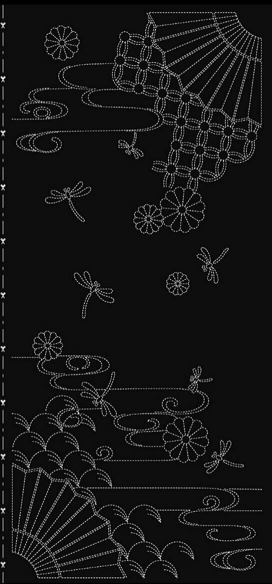 Wagara HF1116- 22BL Autumn Sky Sashiko Panel - Black