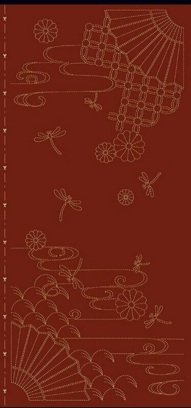 Wagara HF1116-33RD Autumn Sky Sashiko Panel - Dark Red