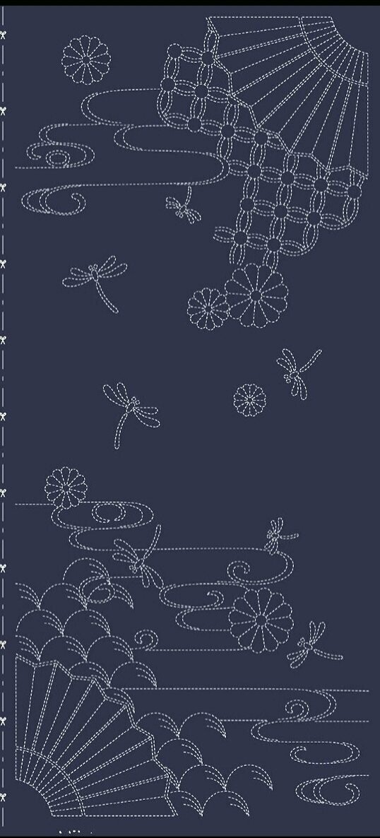 Wagara HF1116 Autumn Sky Sashiko Panel - Indigo