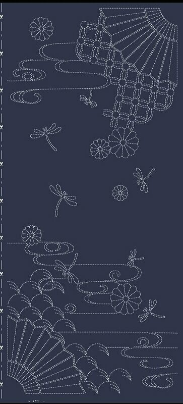 Wagara HF1116 Autumn Sky Sashiko Panel - Indigo