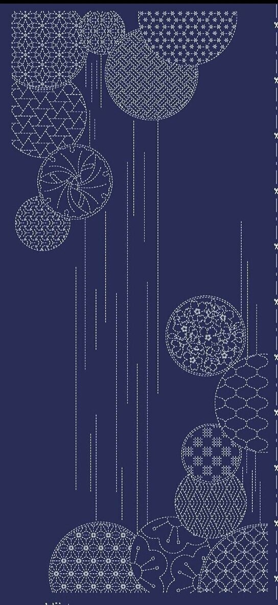 Wagara HF1116 Waterfall Sashiko Panel - Indigo
