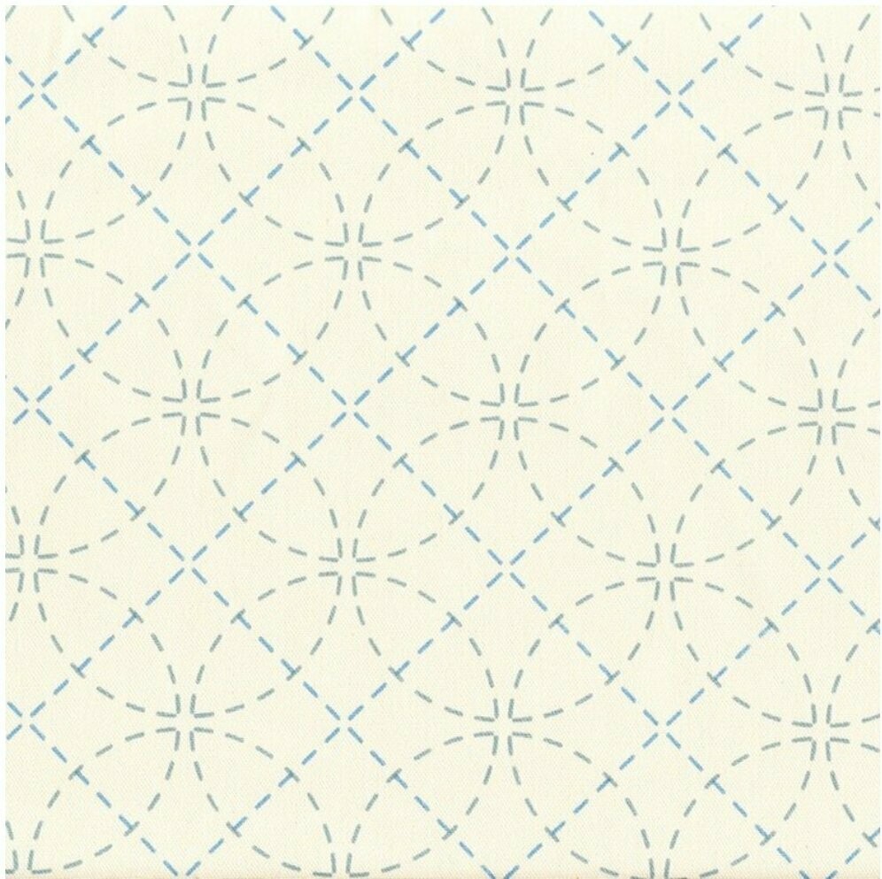 Sashiko Stencilled Fabric - Interlocking Circles Ecru