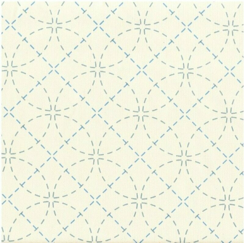 Sashiko Stencilled Fabric - Interlocking Circles Ecru