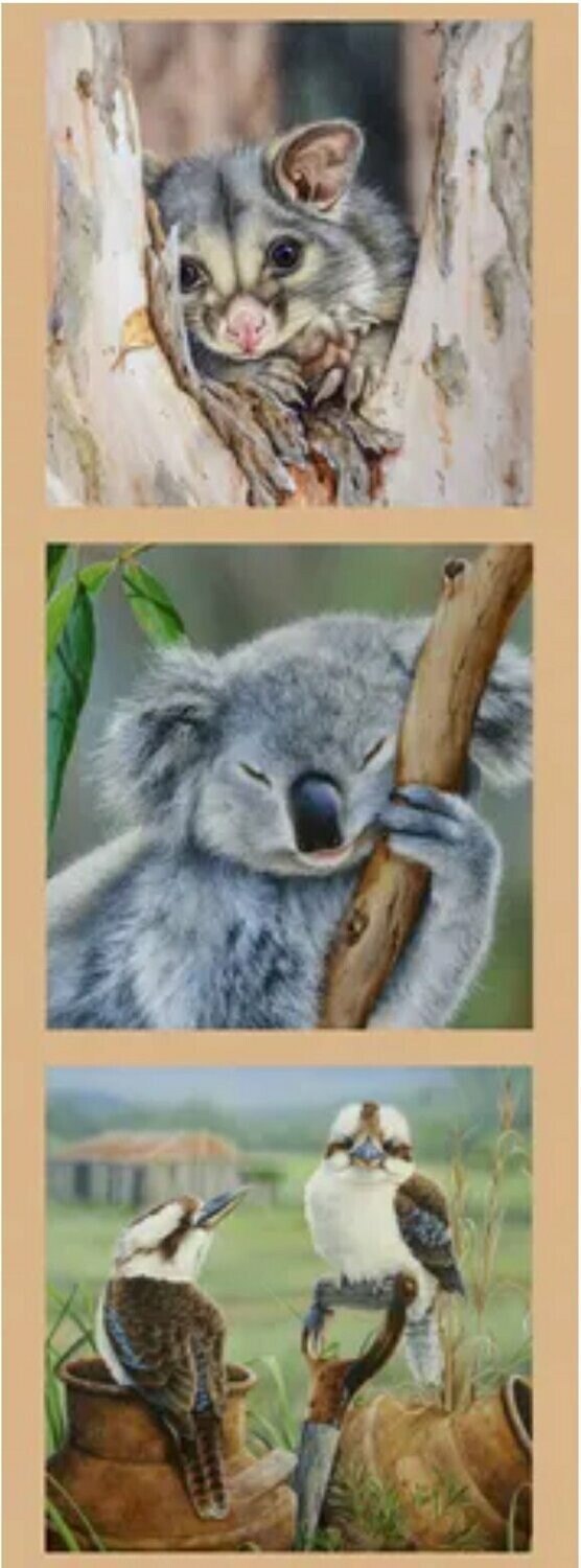 Wildlife Art Panel DV3175 Possum,  Koala, Kookaburras