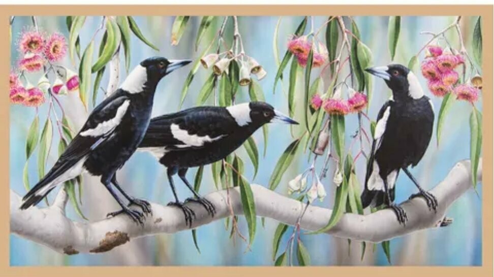 Wildlife Art Panel DV3186 Magpies Single Panel