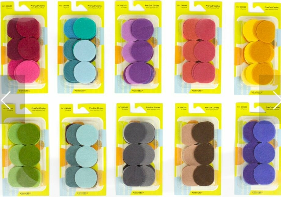 Wonderfil Sue Spargo Pre Cut Wool Circles  1 1/2"