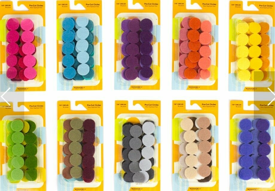 Wonderfil Sue Spargo Pre Cut Wool Circles  7/8"