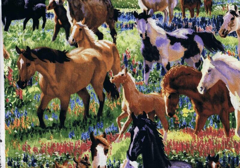 Wild in Bloom Horses in Meadow