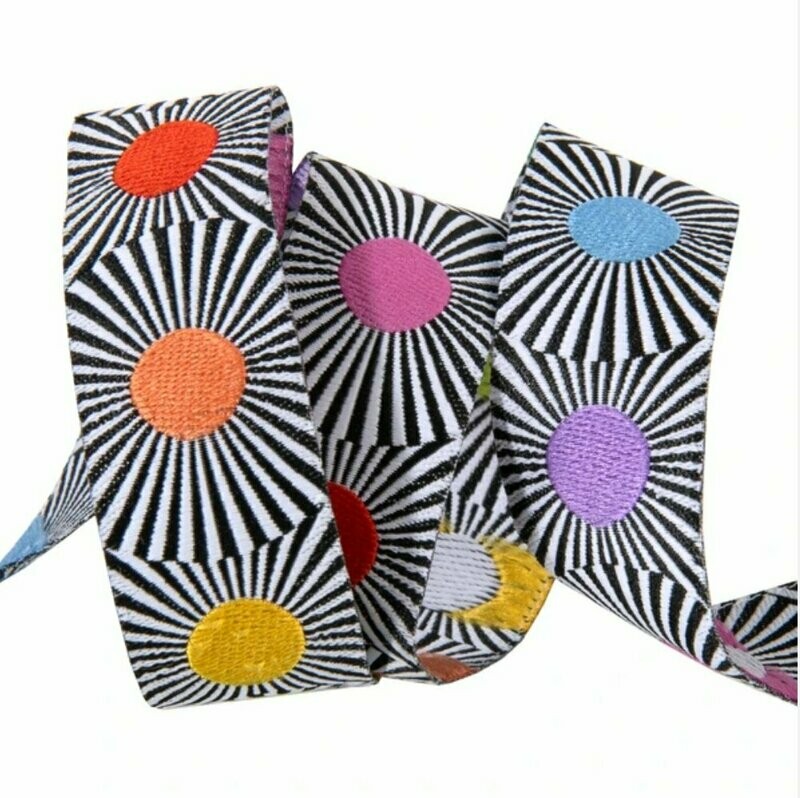 Tula Pink Linework Ribbon Narrow Dots Multi 7/8"