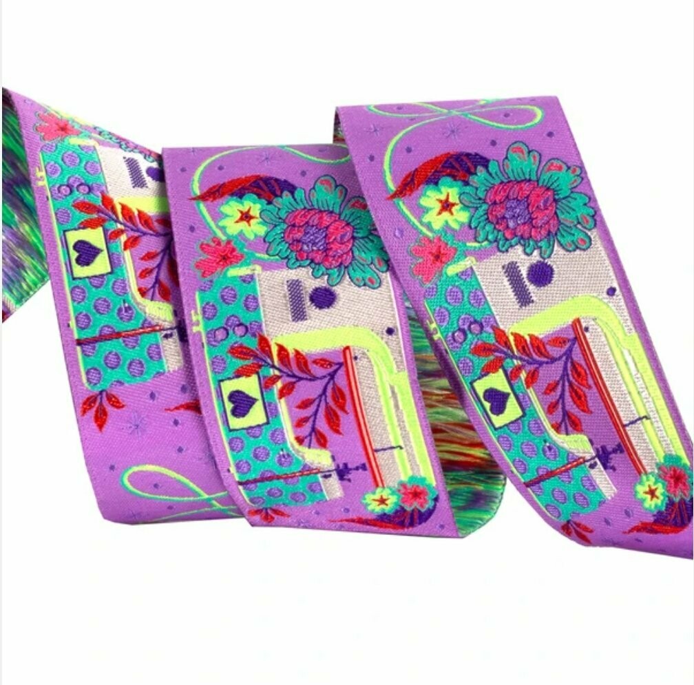Tula Pink Homemade Pedal to the Metal Night Purple 1.5" Ribbon