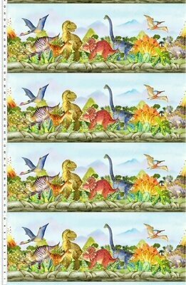 Dinosaur Friends Repeating Stripe
