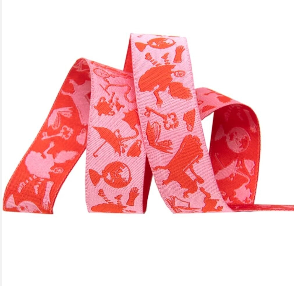 Tula Pink Curiouser & Curiouser Ribbon Down the Rabbit Hole Pink 7/8" or 22mm
