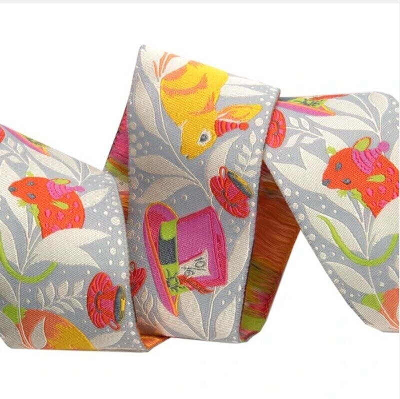 Tula Pink Curiouser & Curiouser Ribbon Madhatter Pink 2" or 51mm