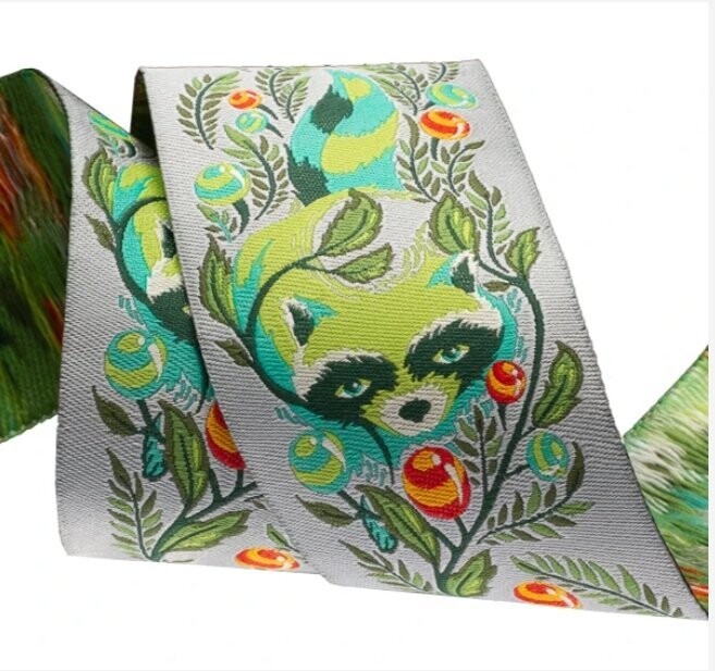 Tula Pink All Stars Racoon on Agave 2" Ribbon