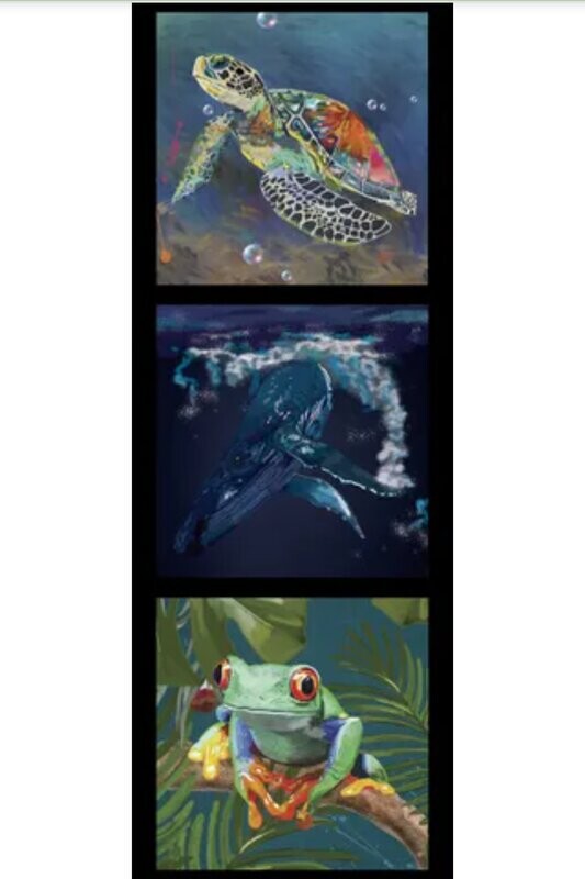 Karin Roberts 3 Block Turtle, Whale, Frog Panel DV3923