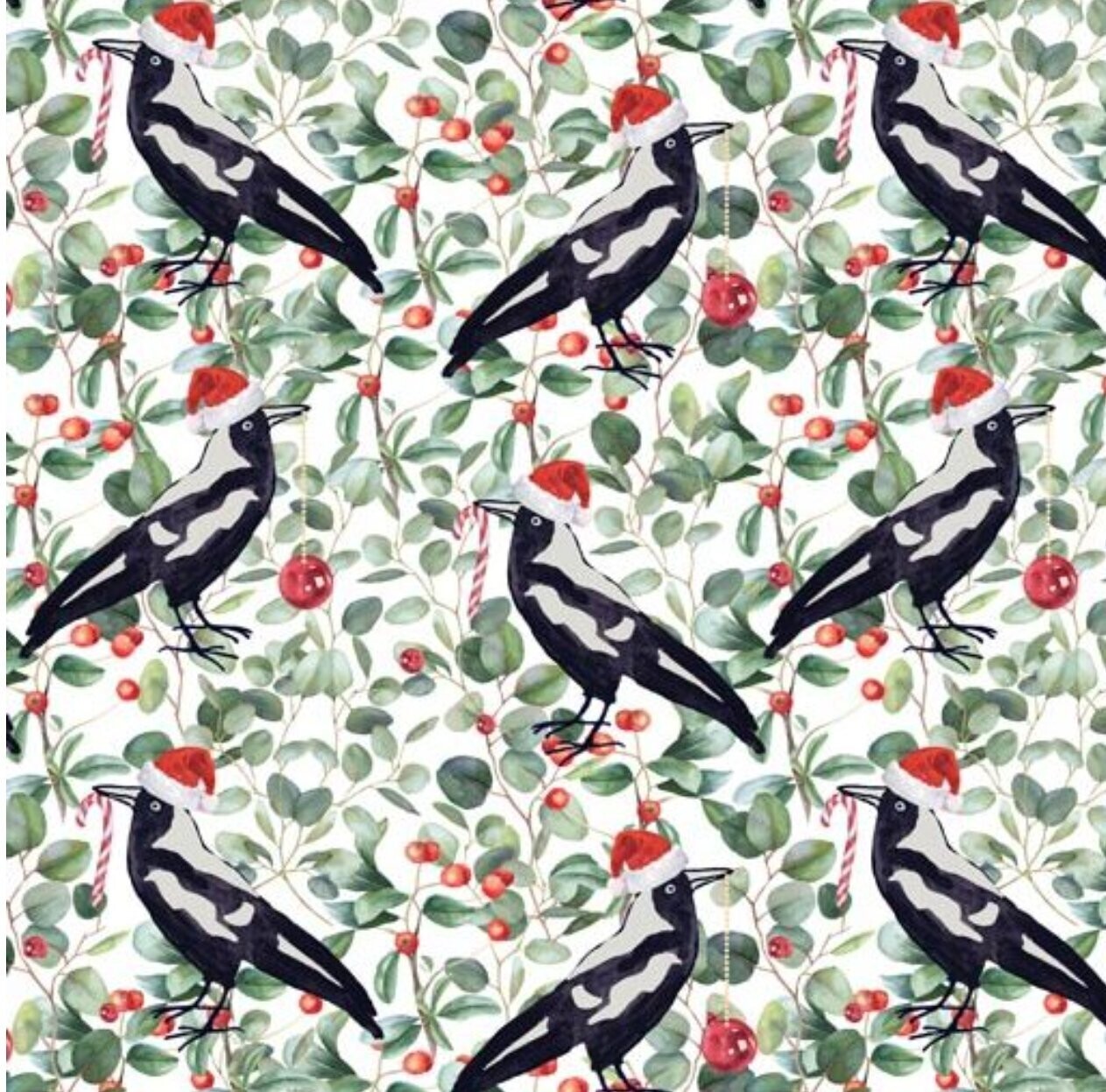Aussie Christmas Magpie Carols White