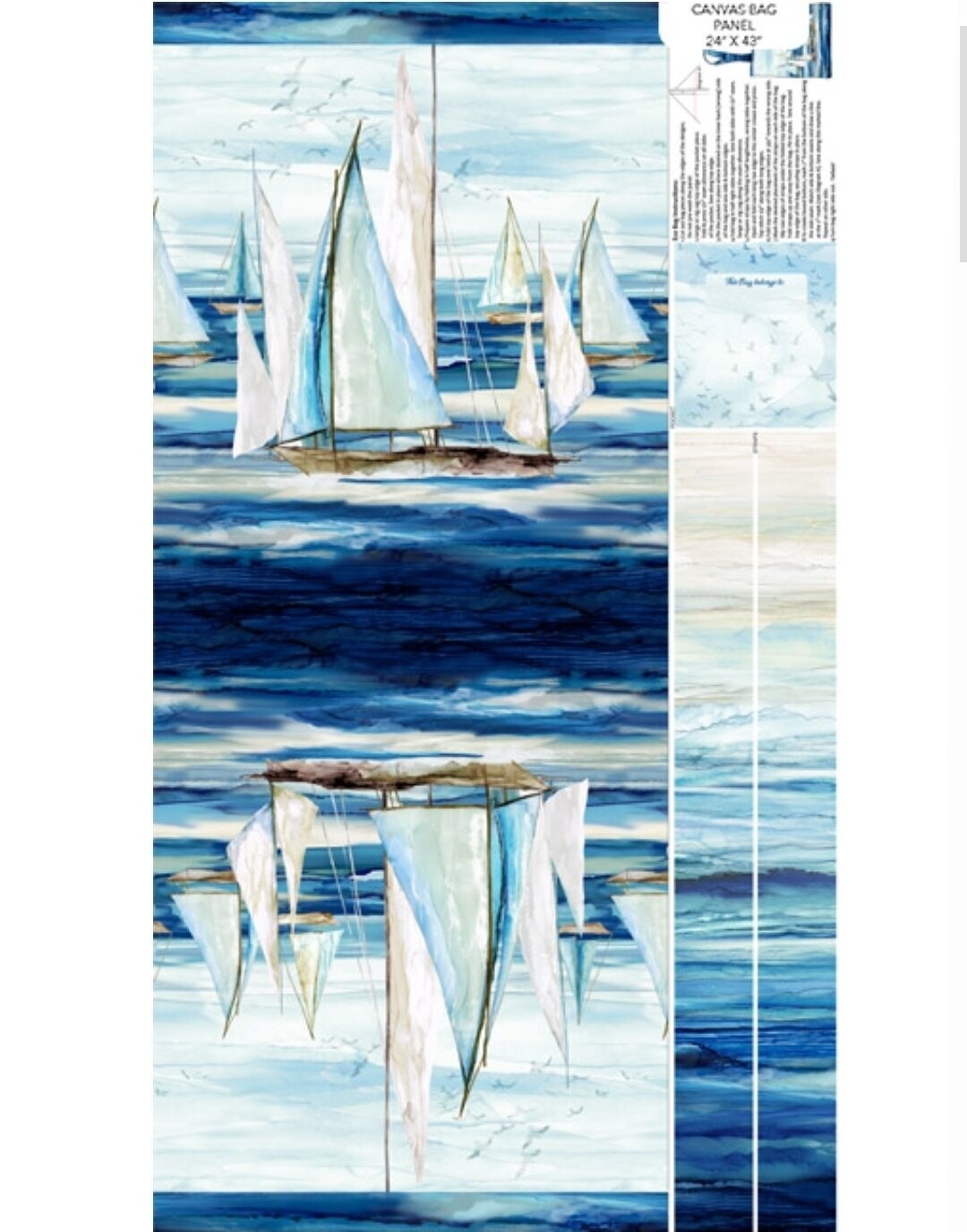 Sail Away Canvas Bag Panel 24" × WOF