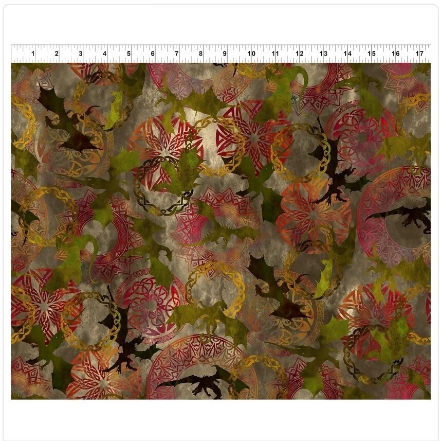 DRAGONS  Allover Print The Ancients Red