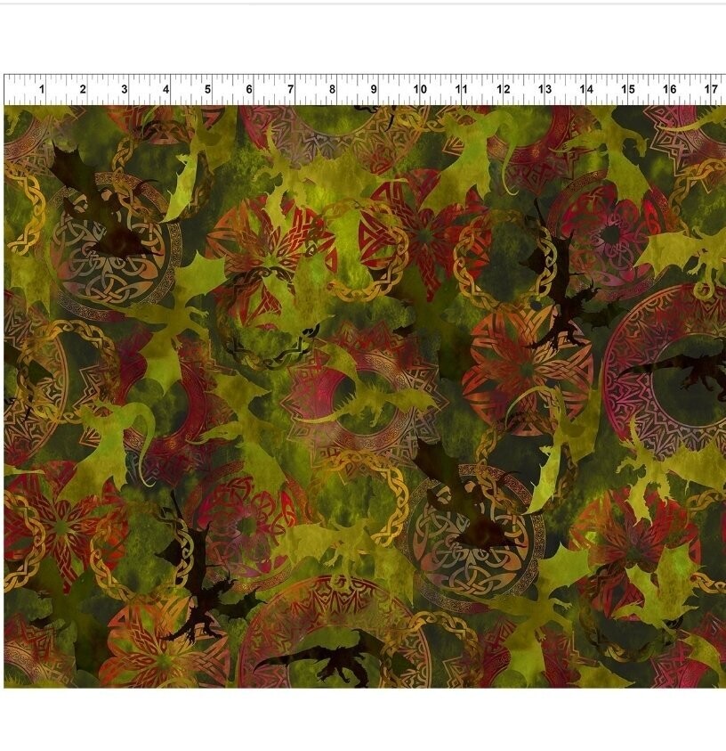 DRAGONS  Allover Print The Ancients Green