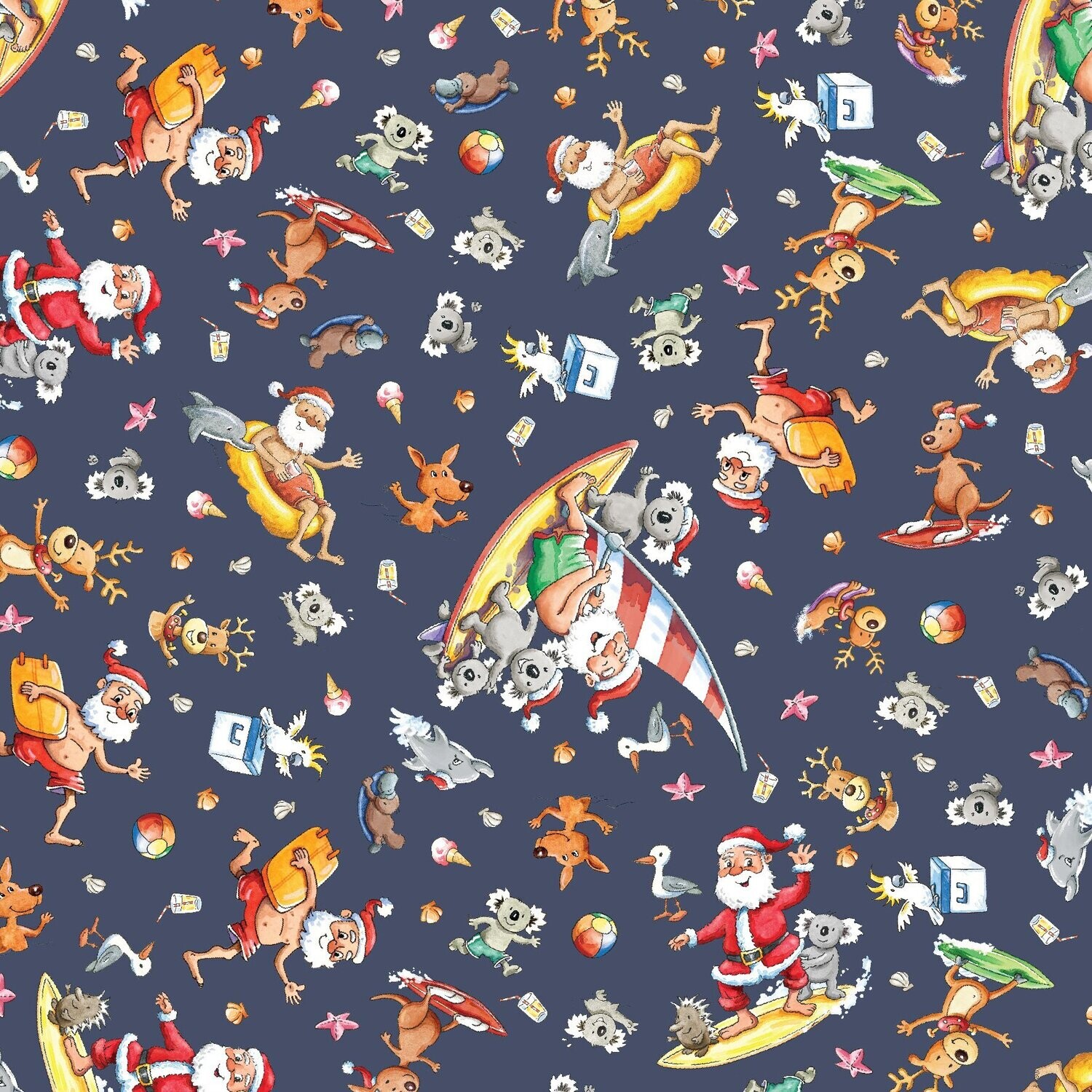 Summertime Santa Allover Cordinate Dark Blue DV5407