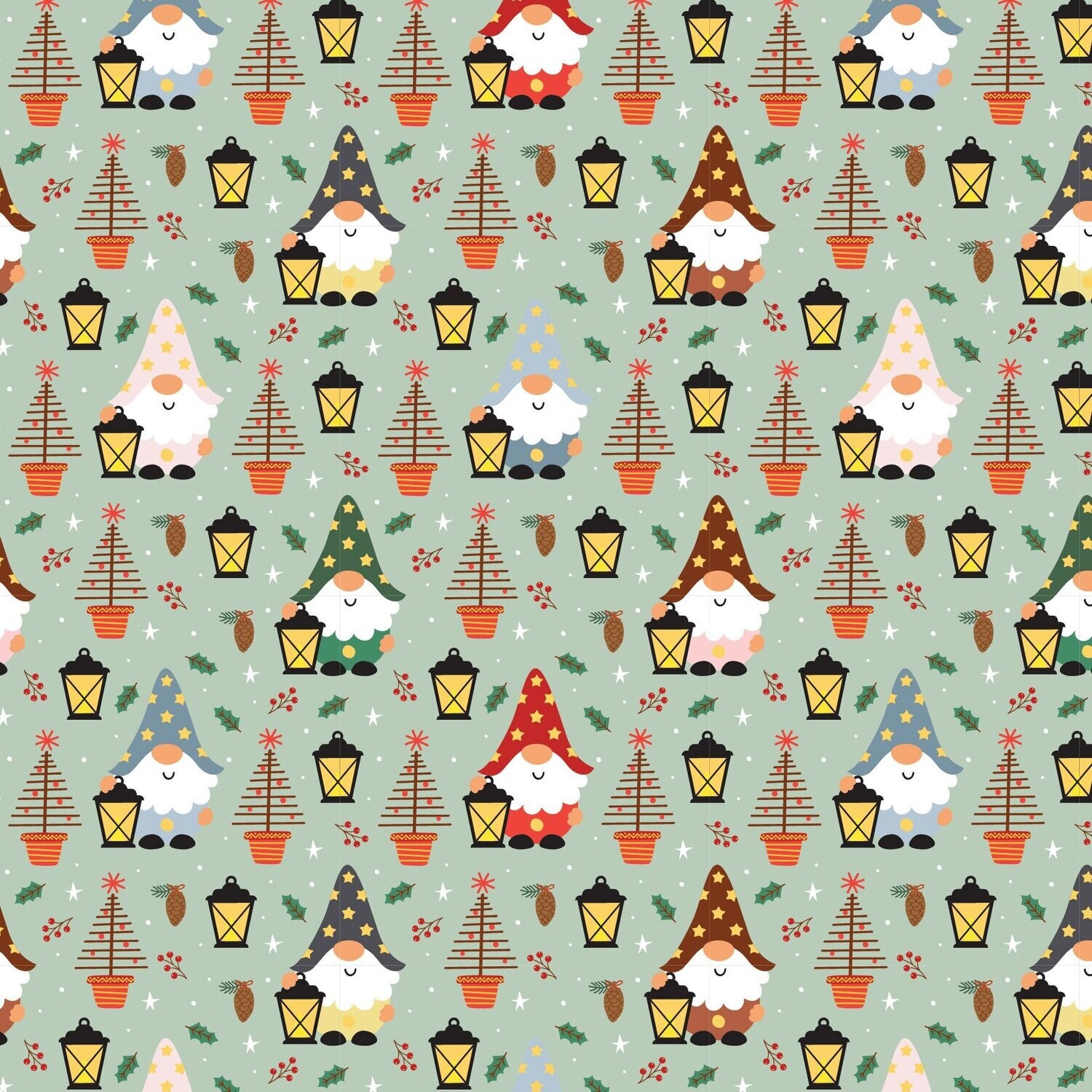 Gnoel Coordinate Gnomes and Trees allover Green DV5325