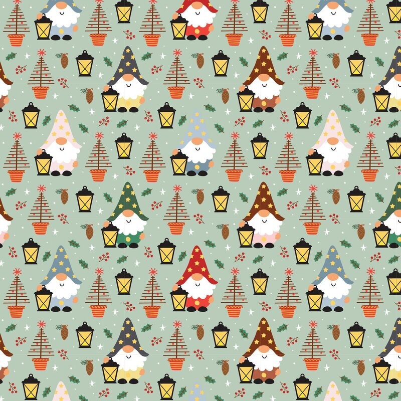 Gnoel Coordinate Gnomes and Trees allover Green DV5325