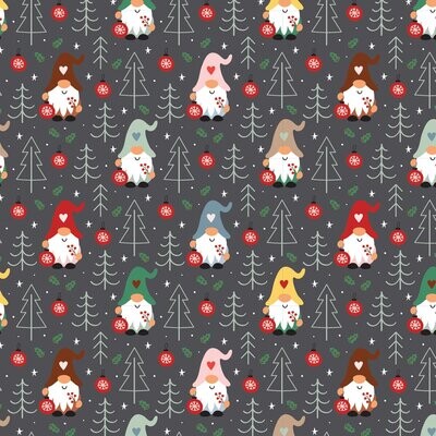 Gnoel Coordinate Gnomes and Trees Allover Charcoal DV5324