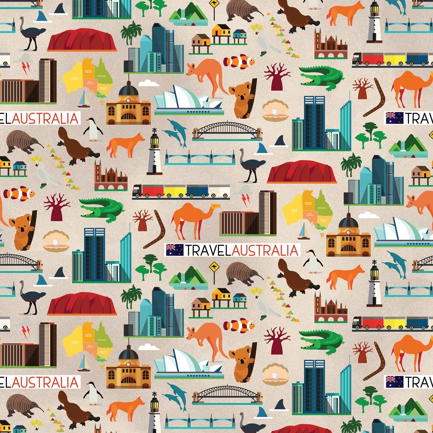 My Grey Nomads Australia Icons Allover Sand DV5283