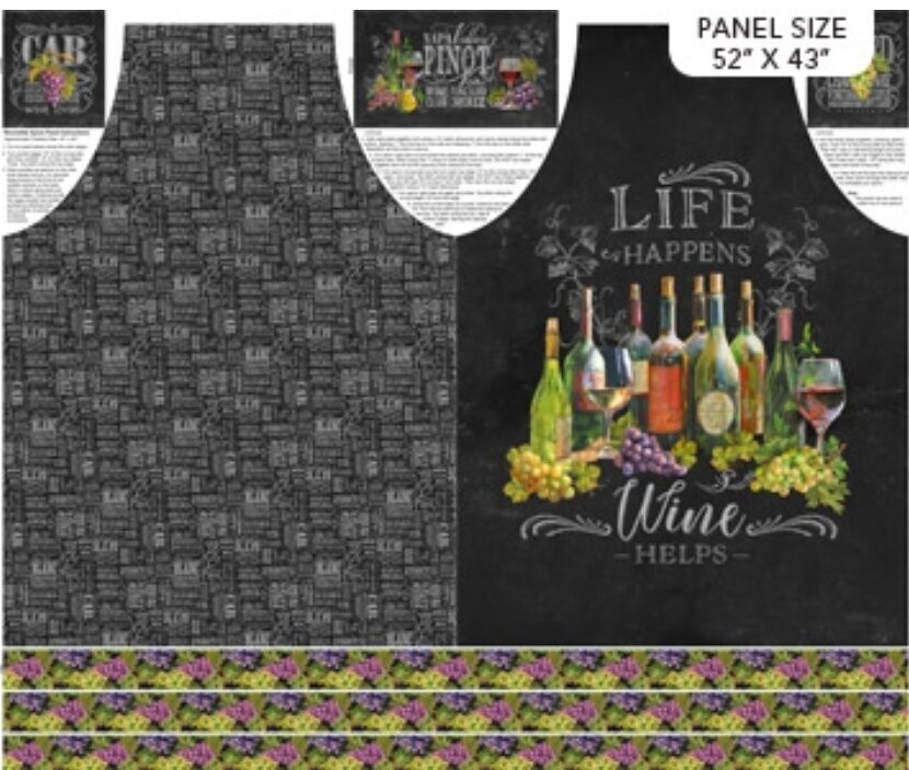 Life Happens Wine Helps Apron Panel