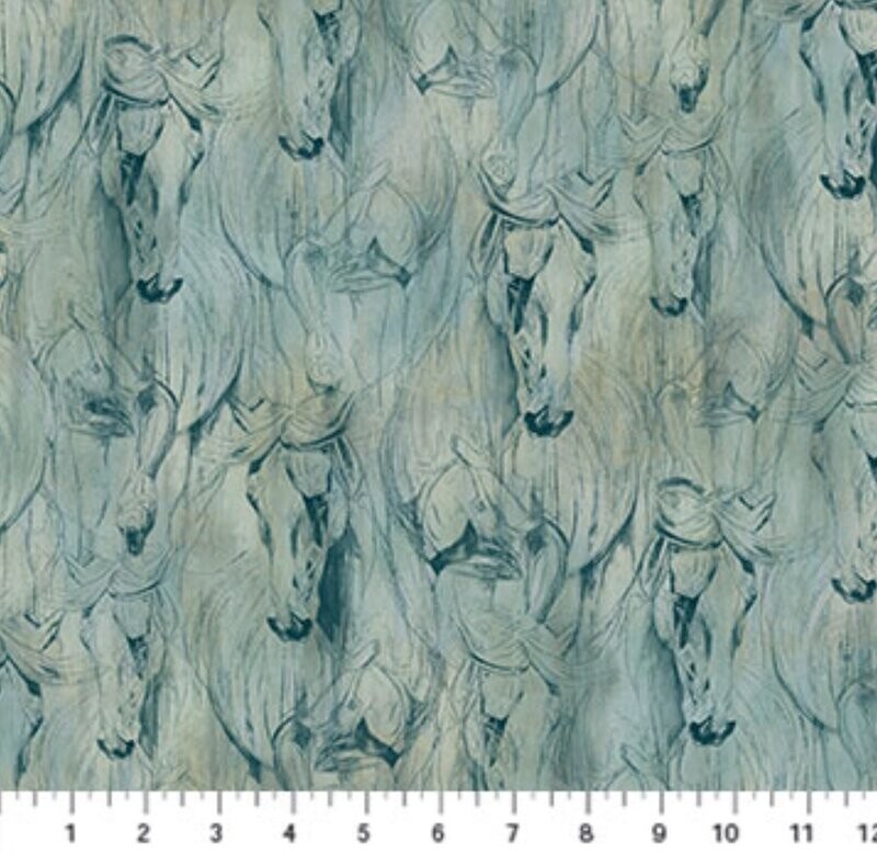 Spirited - Horses Toile Teal