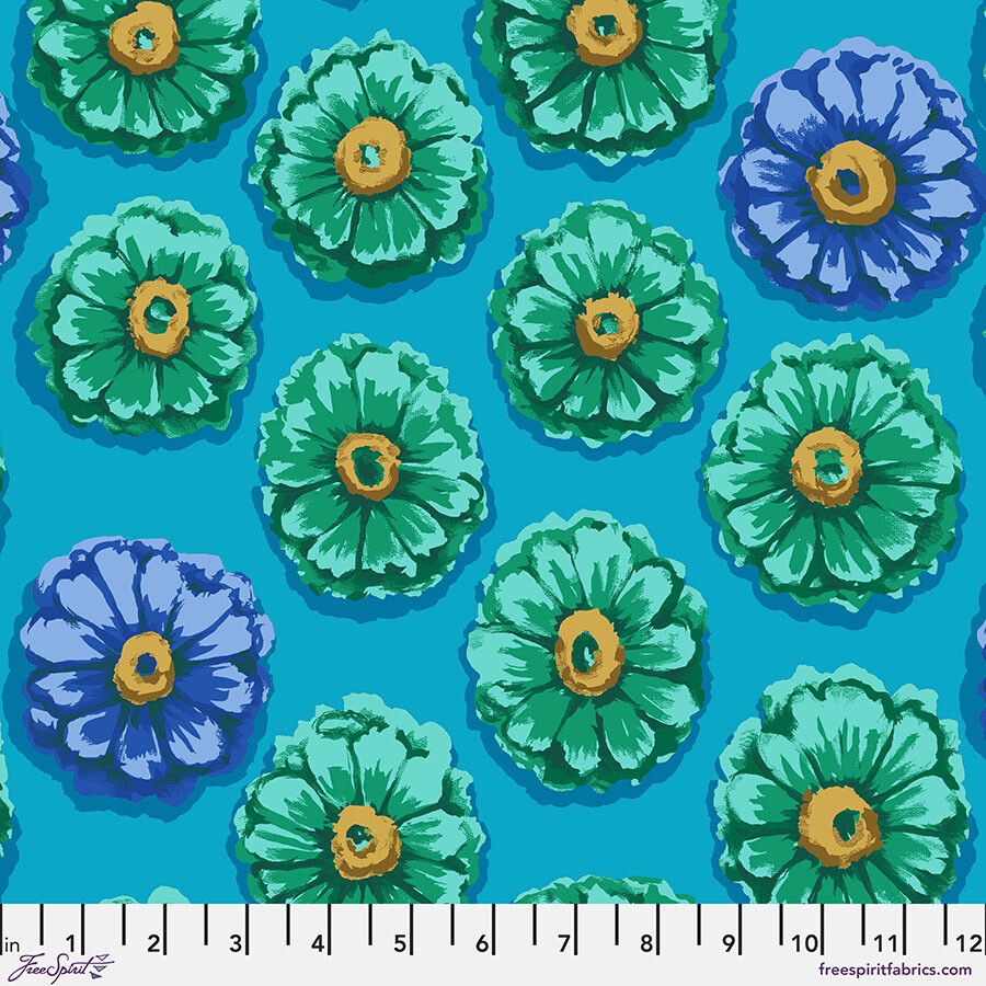 Kaffe Fassett 85 and Fabulous Zinnia PWGP031.Blue