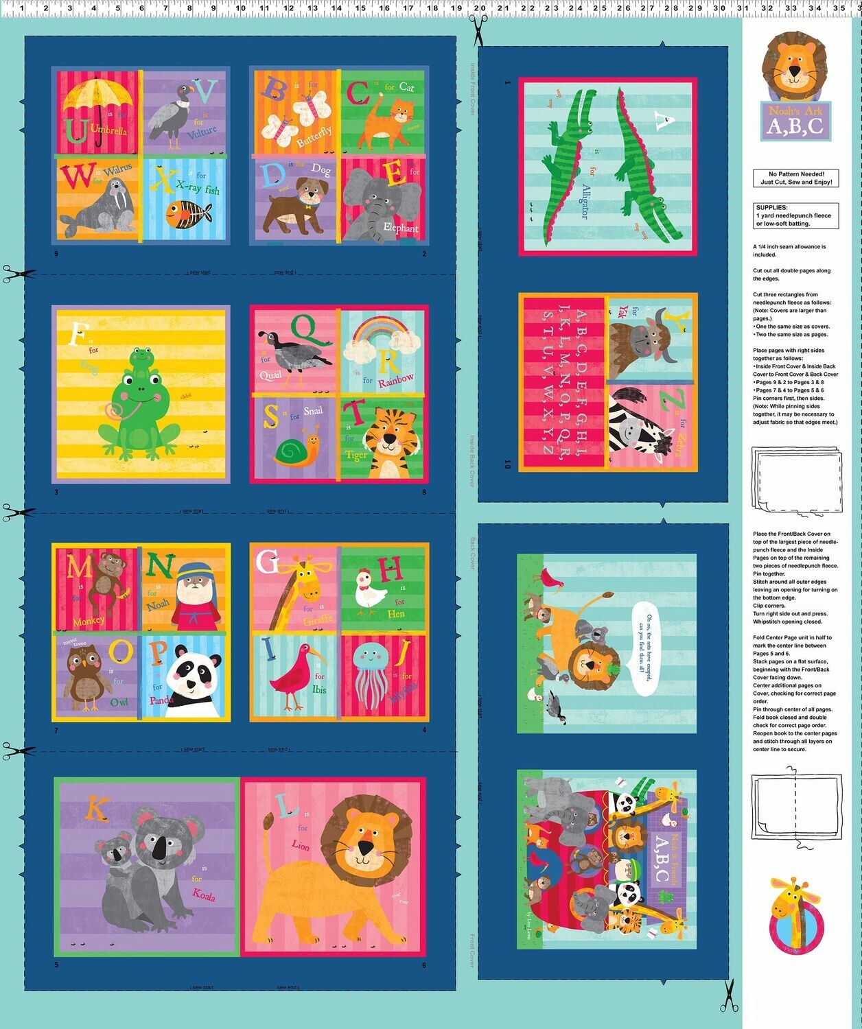 Noah and Friends 90cm Book Panel